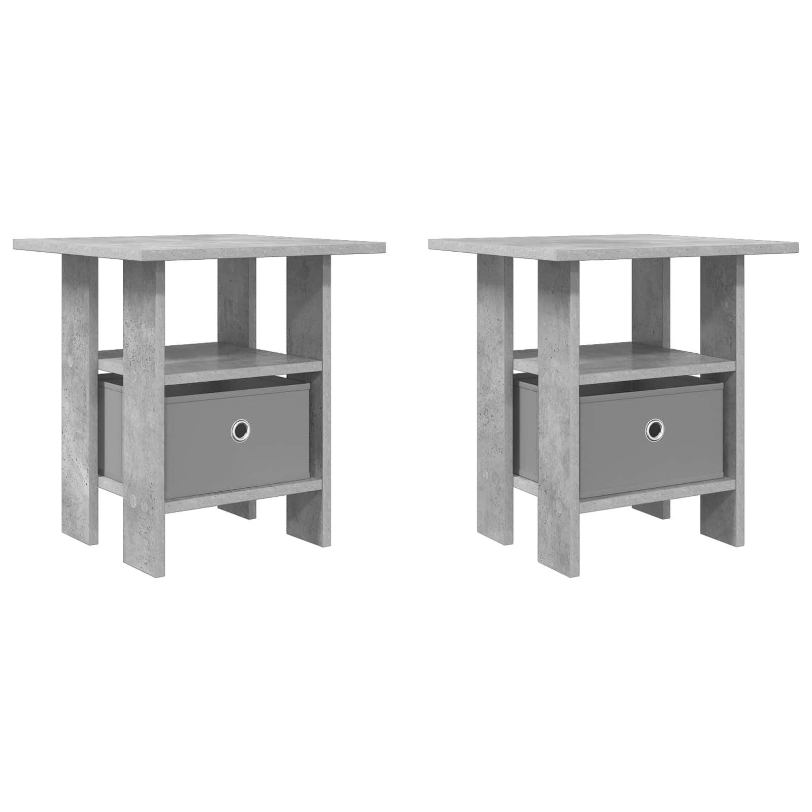 vidaXL Nachttisch 2 pcs Beton Grau 41 x 40 x 45 cm Holzwerkstoff