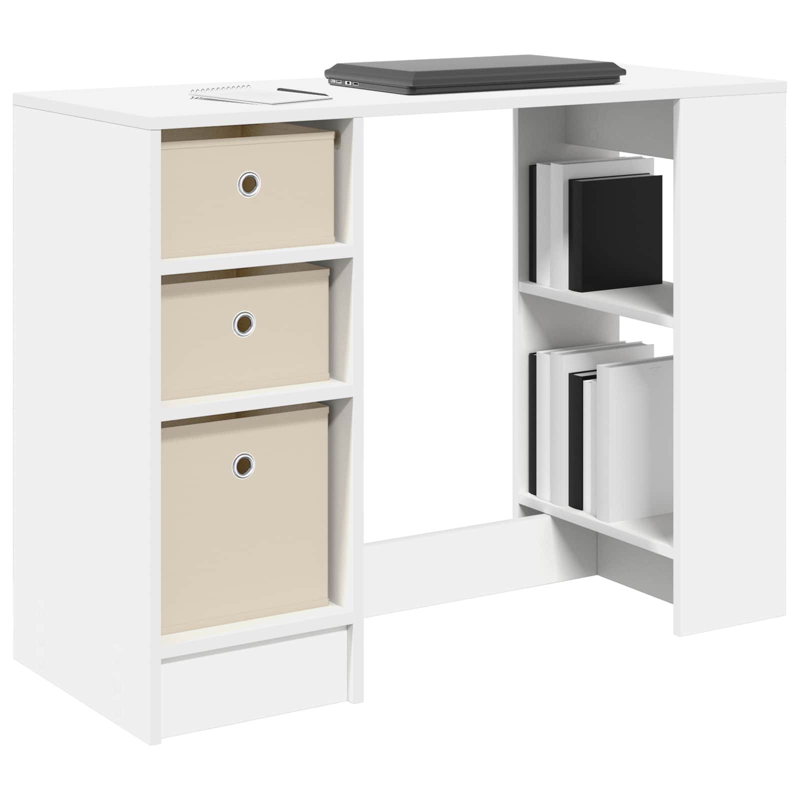 vidaXL Schreibtisch mit Schubladen Weiß 100 x 40 x 75 cm Holzwerkstoff