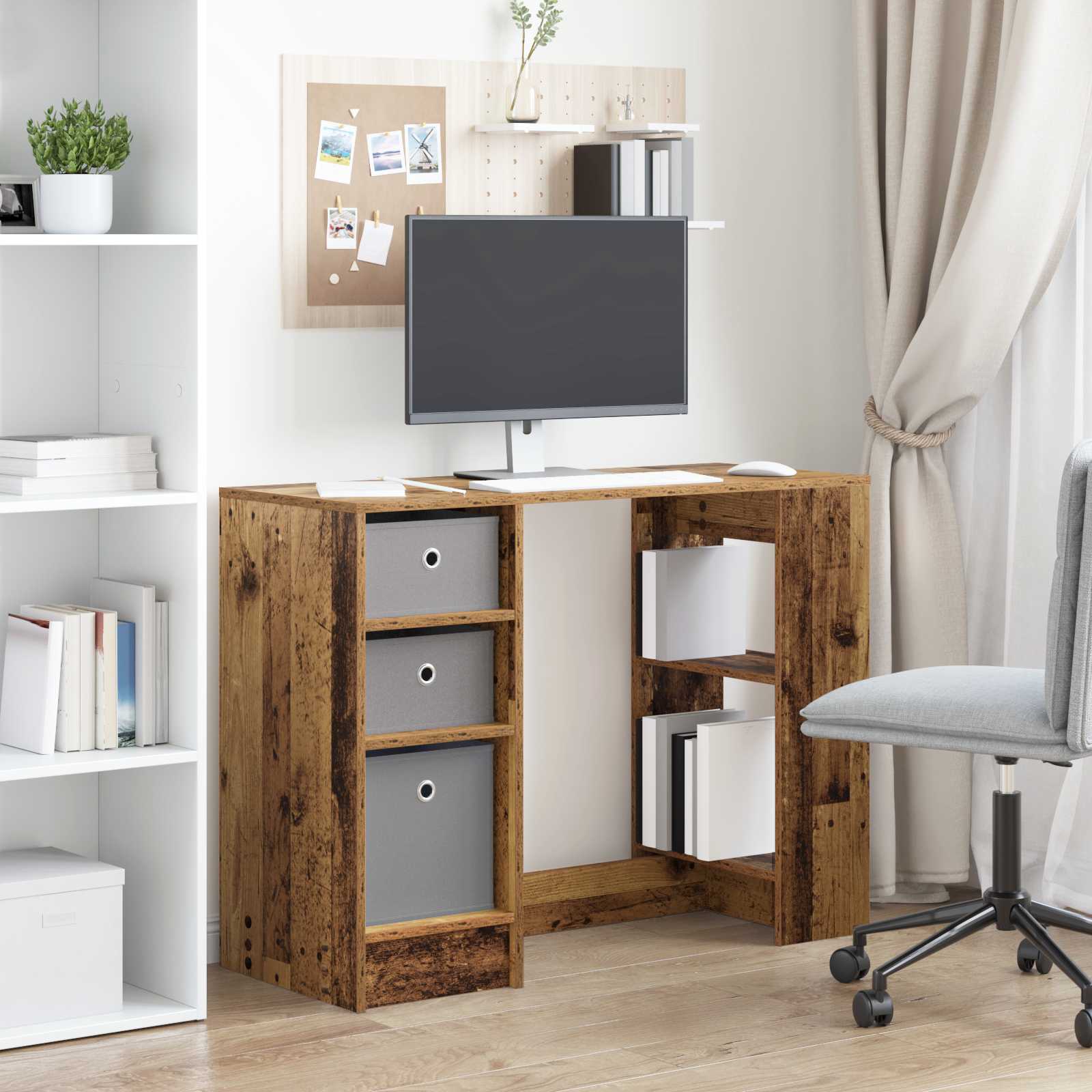 vidaXL Schreibtisch mit Regal Altholz 100 x 40 x 75 cm Holzwerkstoff