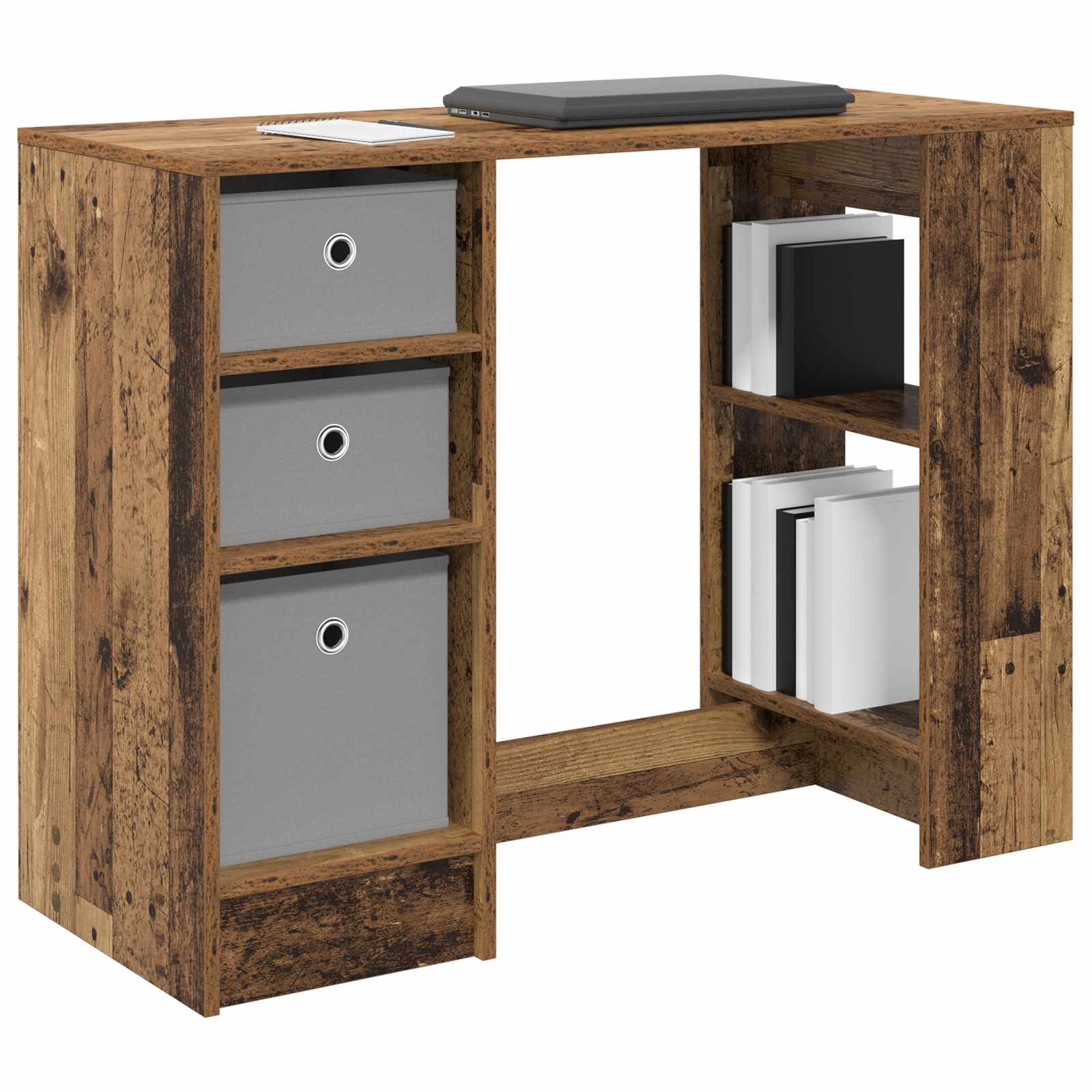 vidaXL Schreibtisch mit Regal Altholz 100 x 40 x 75 cm Holzwerkstoff