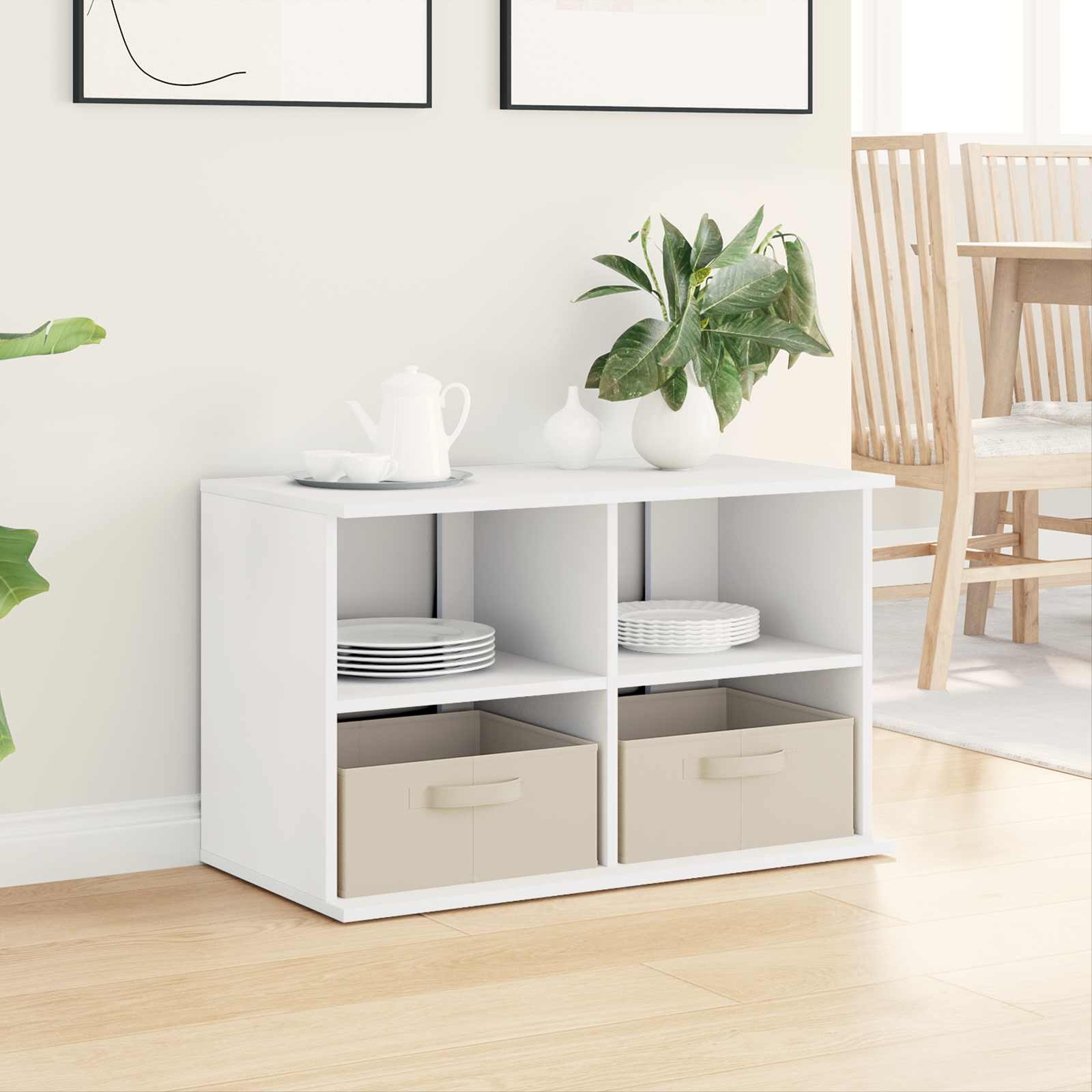 vidaXL TV-Ständer mit Schubladen Weiß 79 x 40 x 48 cm