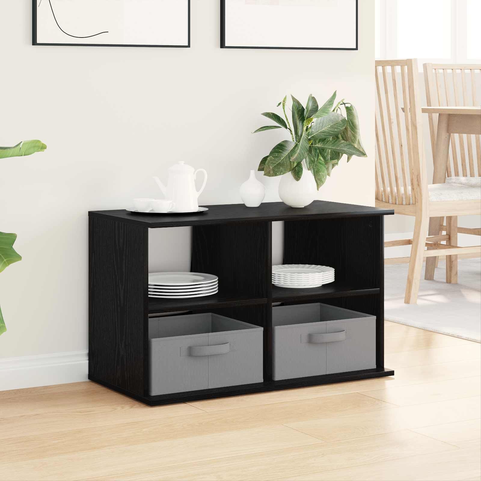 vidaXL TV-Ständer mit Schubladen Schwarz Eichen-Optik 79 x 40 x 48 cm