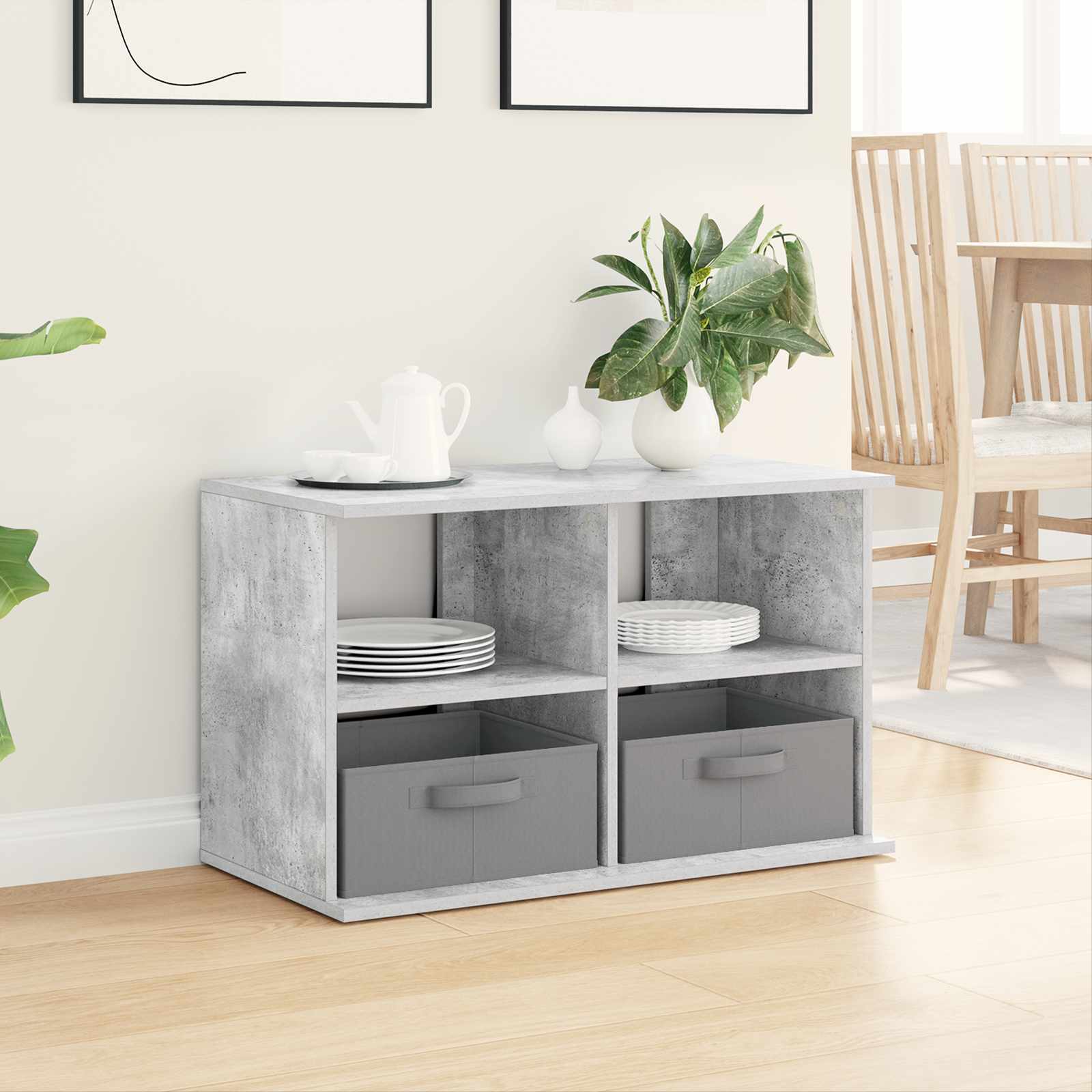 vidaXL TV-Ständer mit Schubladen Beton Grau 79 x 40 x 48 cm