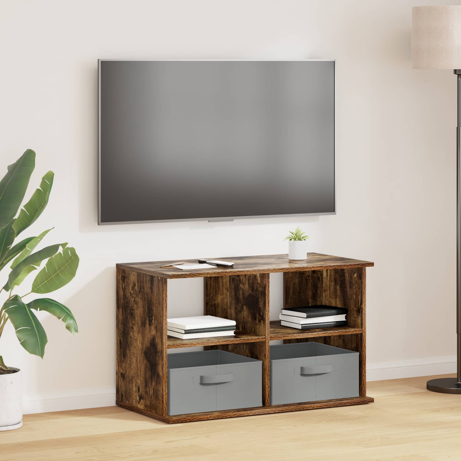 vidaXL TV-Ständer mit Schubladen Geräucherte Eiche 79 x 40 x 48 cm