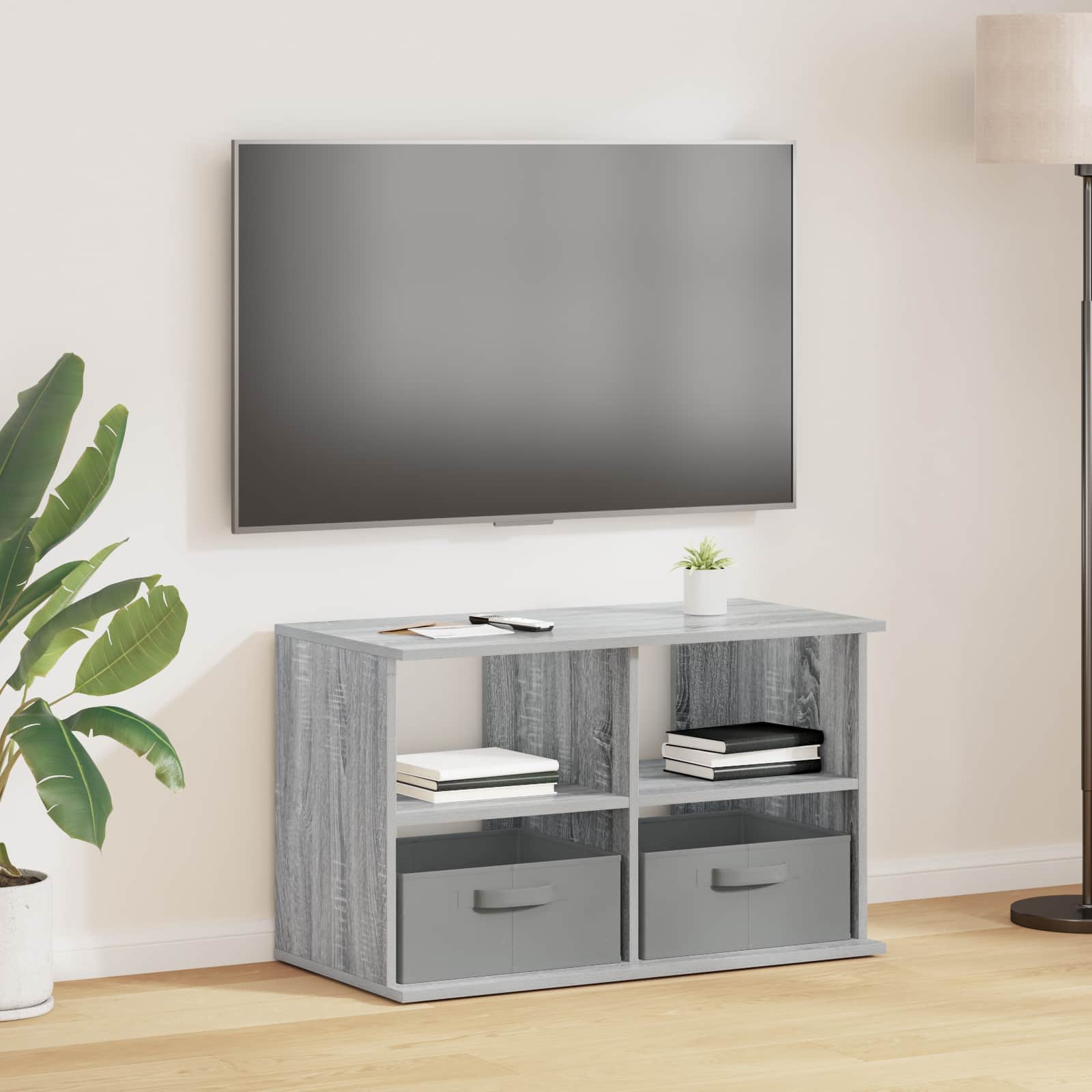 vidaXL TV-Ständer mit Schubladen Graues Sonoma 79 x 40 x 48 cm