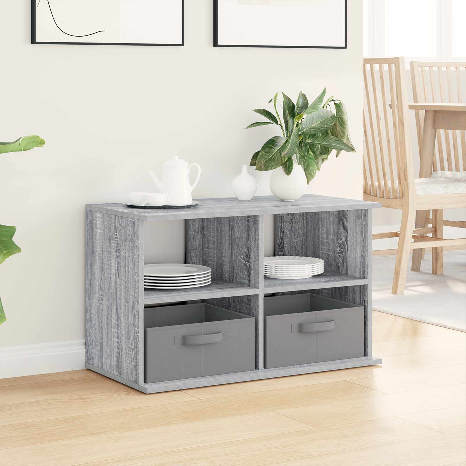 vidaXL TV-Ständer mit Schubladen Graues Sonoma 79 x 40 x 48 cm