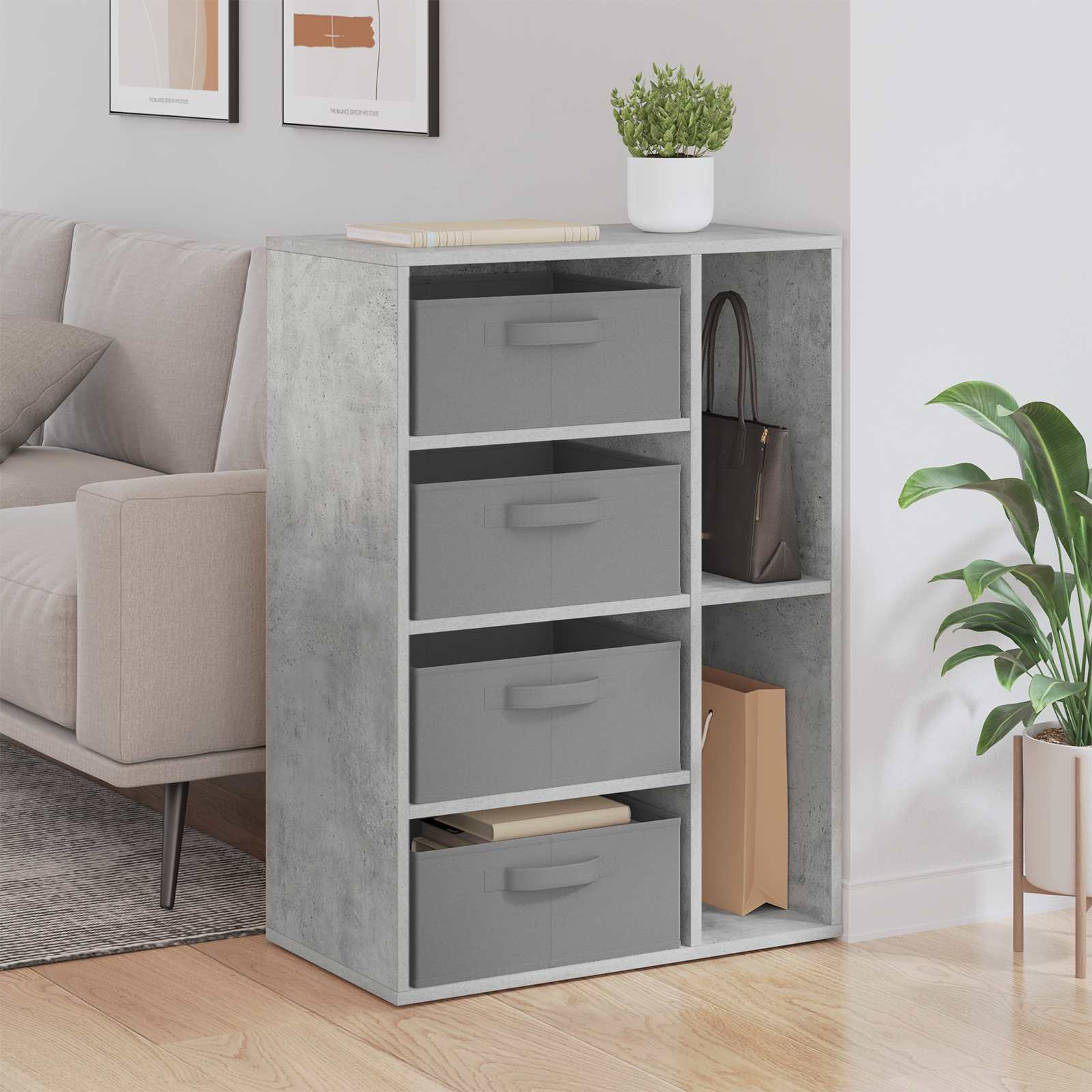 vidaXL Sideboard mit Schubladen Beton Grau 60 x 33,5 x 84 cm