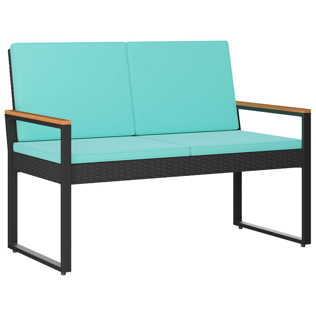 vidaXL Gartenmöbel Set mit Kissen 4 pcs Schwarz und Türkis Poly-Rattan