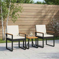 vidaXL Gartenmöbel Set 3 pcs Schwarz und Cremeweiß Poly-Rattan
