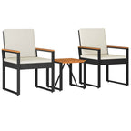 vidaXL Gartenmöbel Set 3 pcs Schwarz und Cremeweiß Poly-Rattan