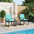 vidaXL Gartenmöbel Set mit Kissen 3 pcs Schwarz und Türkis Poly-Rattan