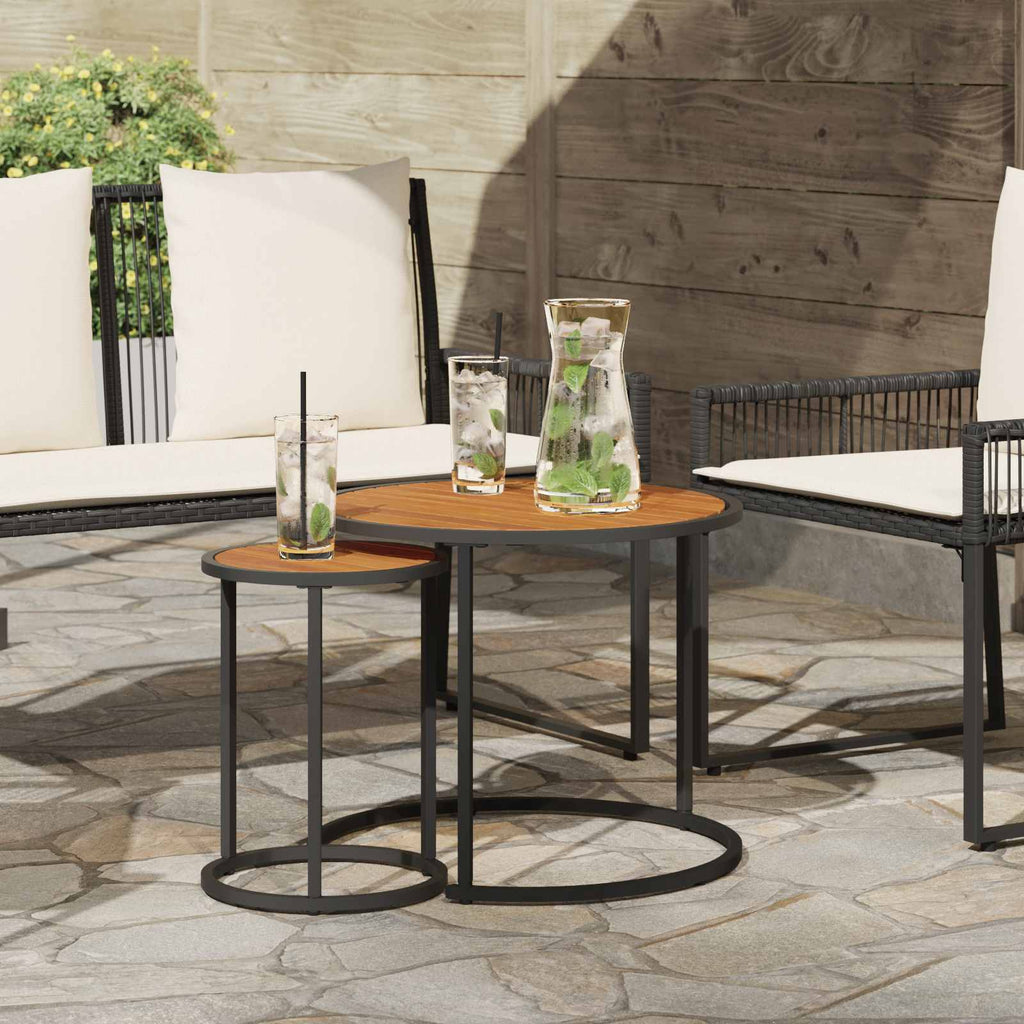vidaXL Kaffeetisch Set 2 pcs Natürlich und Schwarz 55 x 55 x 45 cm