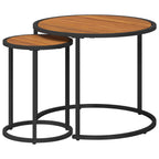 vidaXL Kaffeetisch Set 2 pcs Natürlich und Schwarz 55 x 55 x 45 cm