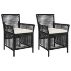 vidaXL Gartenstuhl mit Kissen 2 pcs Schwarz und Creme Poly-Rattan