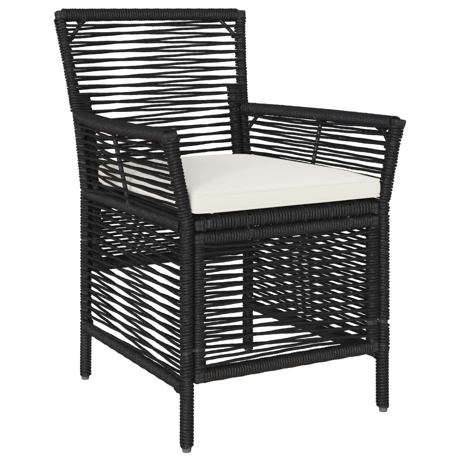 vidaXL Gartenstuhl mit Kissen 2 pcs Schwarz und Creme Poly-Rattan
