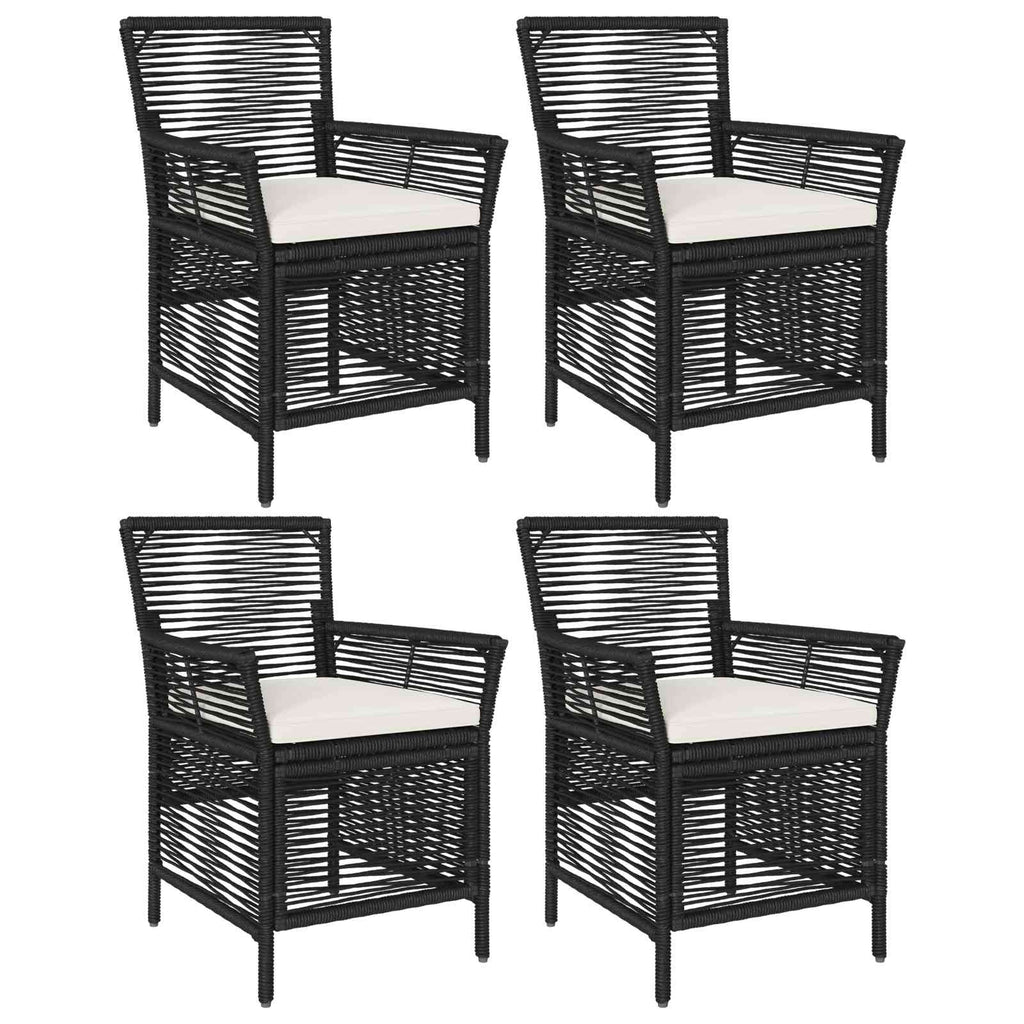 vidaXL Gartenstuhl mit Kissen 4 pcs Schwarz und Creme Poly-Rattan