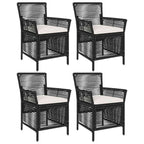 vidaXL Gartenstuhl mit Kissen 4 pcs Schwarz und Creme Poly-Rattan