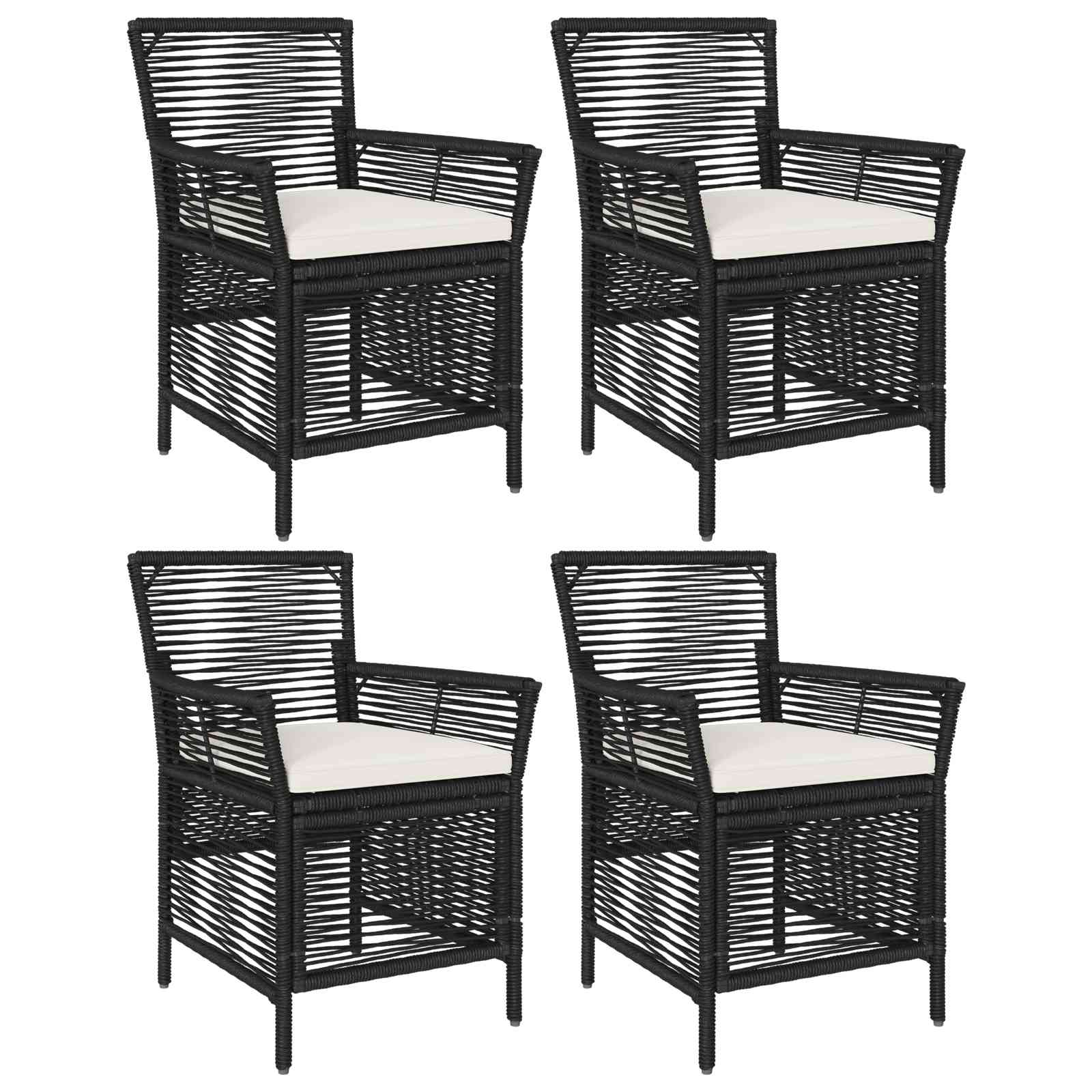 vidaXL Gartenstuhl mit Kissen 4 pcs Schwarz und Creme Poly-Rattan