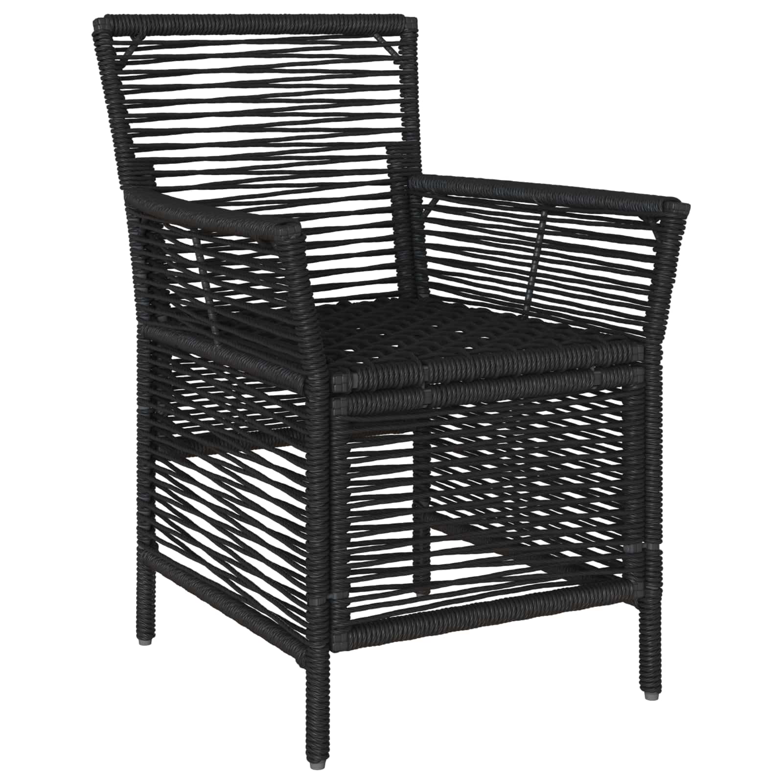vidaXL Gartenstuhl mit Kissen 4 pcs Schwarz und Creme Poly-Rattan