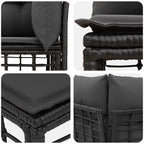 vidaXL Modulares Outdoor-Ecksofa Schwarz Poly-Rattan