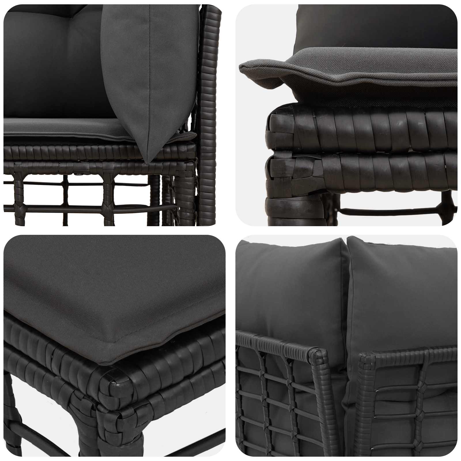 vidaXL Modulares Outdoor-Ecksofa Schwarz Poly-Rattan