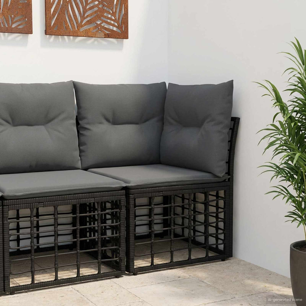 vidaXL Modulares Outdoor-Ecksofa Schwarz Poly-Rattan
