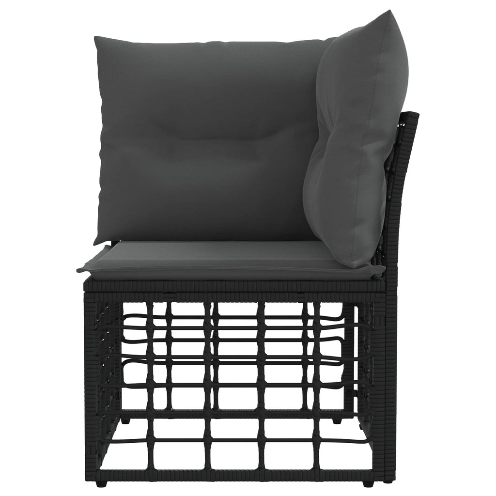 vidaXL Modulares Outdoor-Ecksofa Schwarz Poly-Rattan