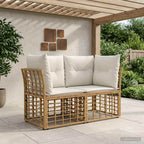 vidaXL Outdoor-Lounge 2 pcs Natürlich und Cremweiß Poly-Rattan