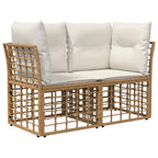 vidaXL Outdoor-Lounge 2 pcs Natürlich und Cremweiß Poly-Rattan
