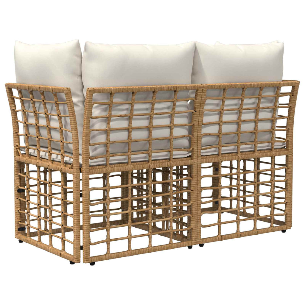 vidaXL Outdoor-Lounge 2 pcs Natürlich und Cremweiß Poly-Rattan