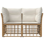 vidaXL Outdoor-Lounge 2 pcs Natürlich und Cremweiß Poly-Rattan