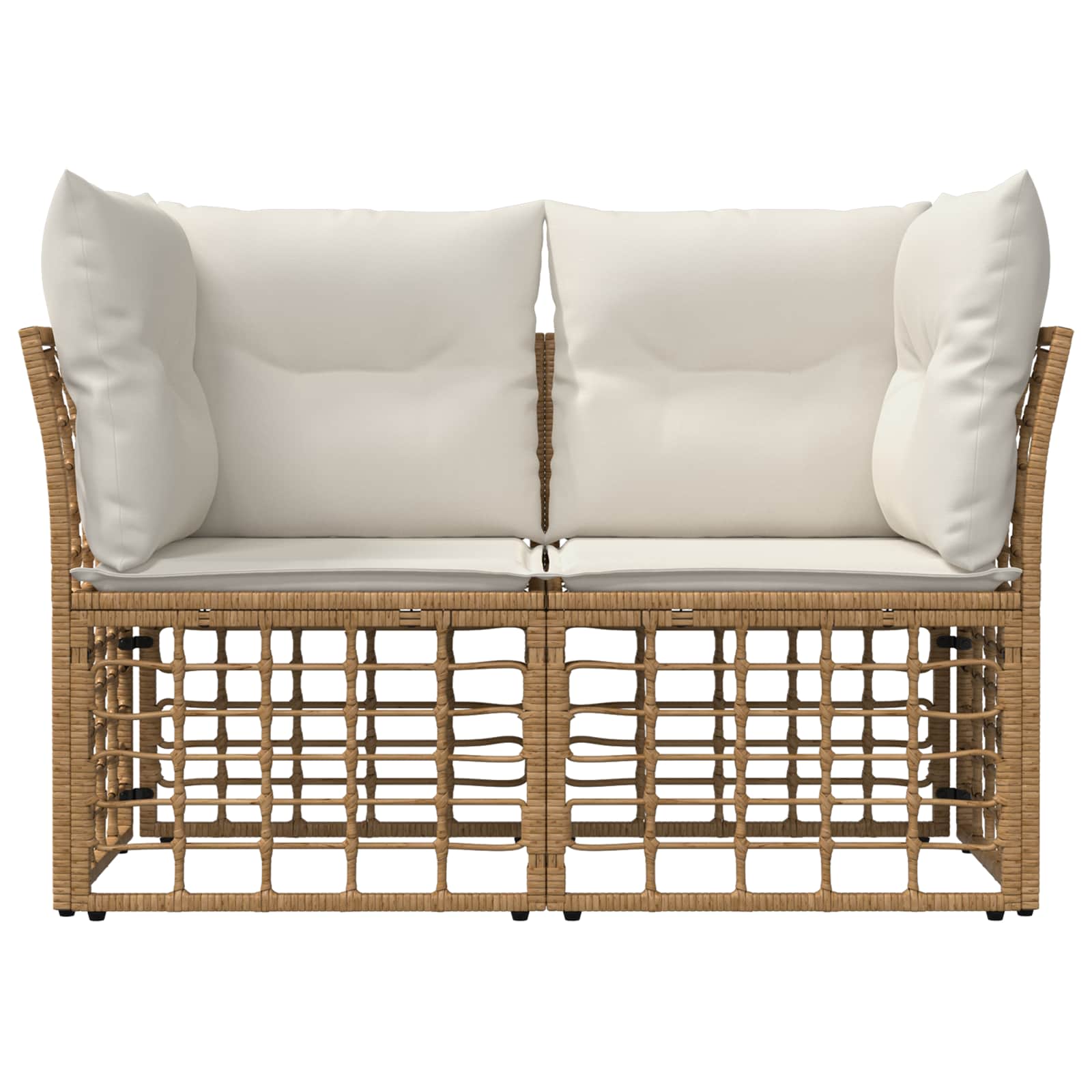 vidaXL Outdoor-Lounge 2 pcs Natürlich und Cremweiß Poly-Rattan