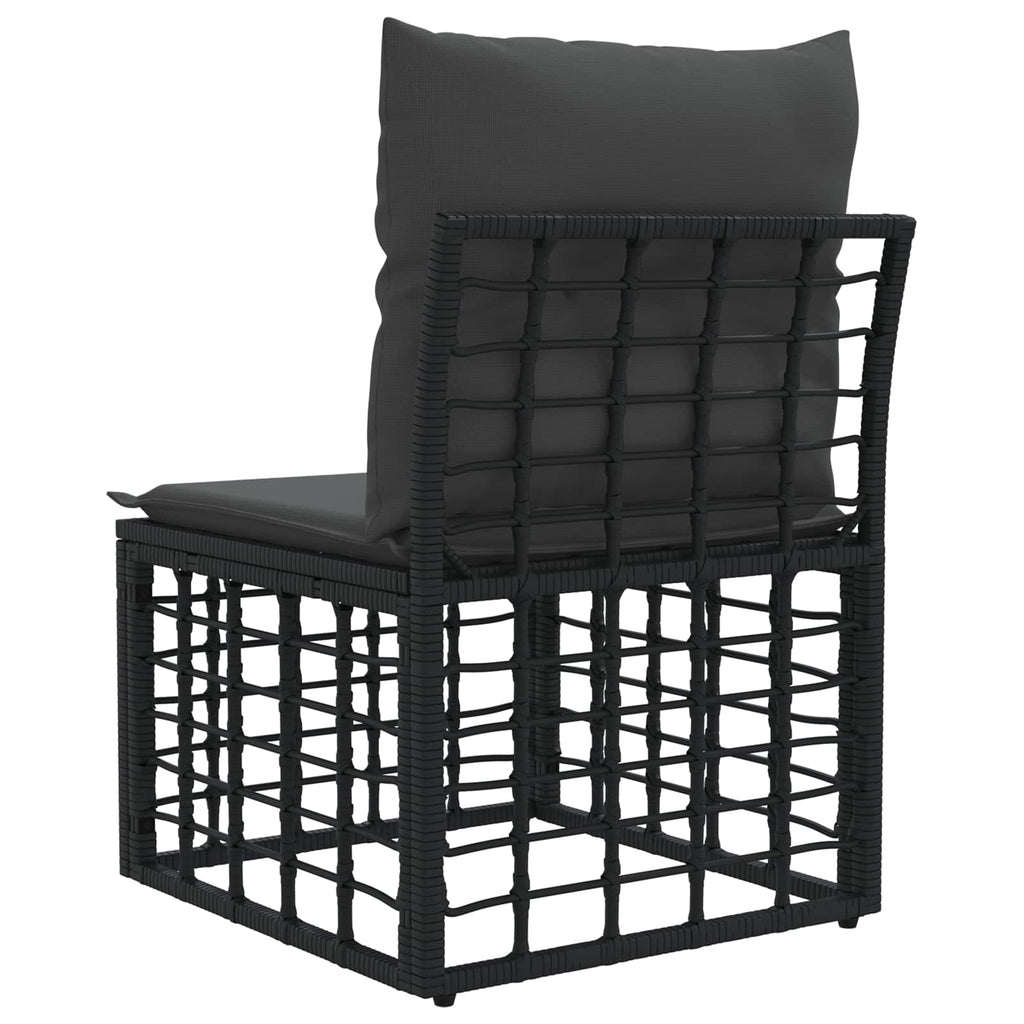 vidaXL Modulares Outdoor-Sofa ohne Armlehnen Schwarz Poly-Rattan