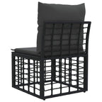 vidaXL Modulares Outdoor-Sofa ohne Armlehnen Schwarz Poly-Rattan