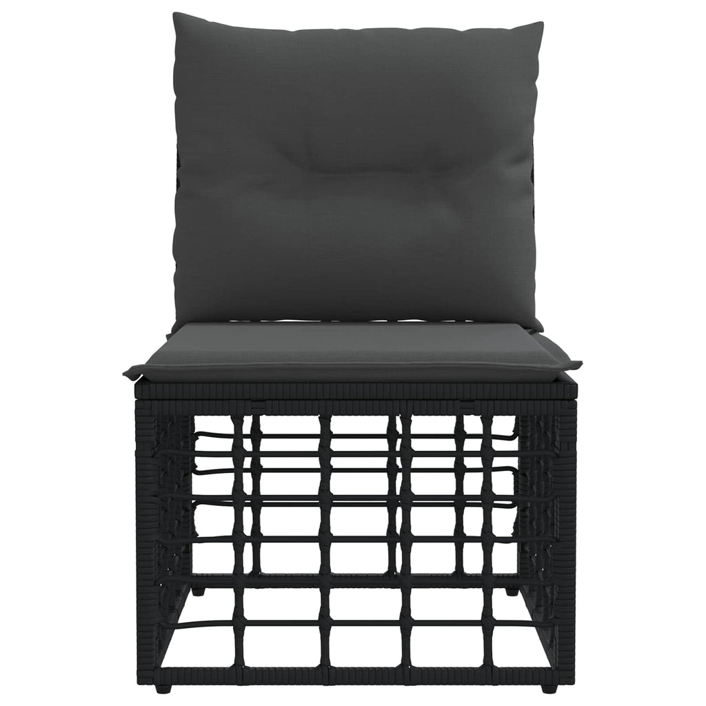 vidaXL Modulares Outdoor-Sofa ohne Armlehnen Schwarz Poly-Rattan