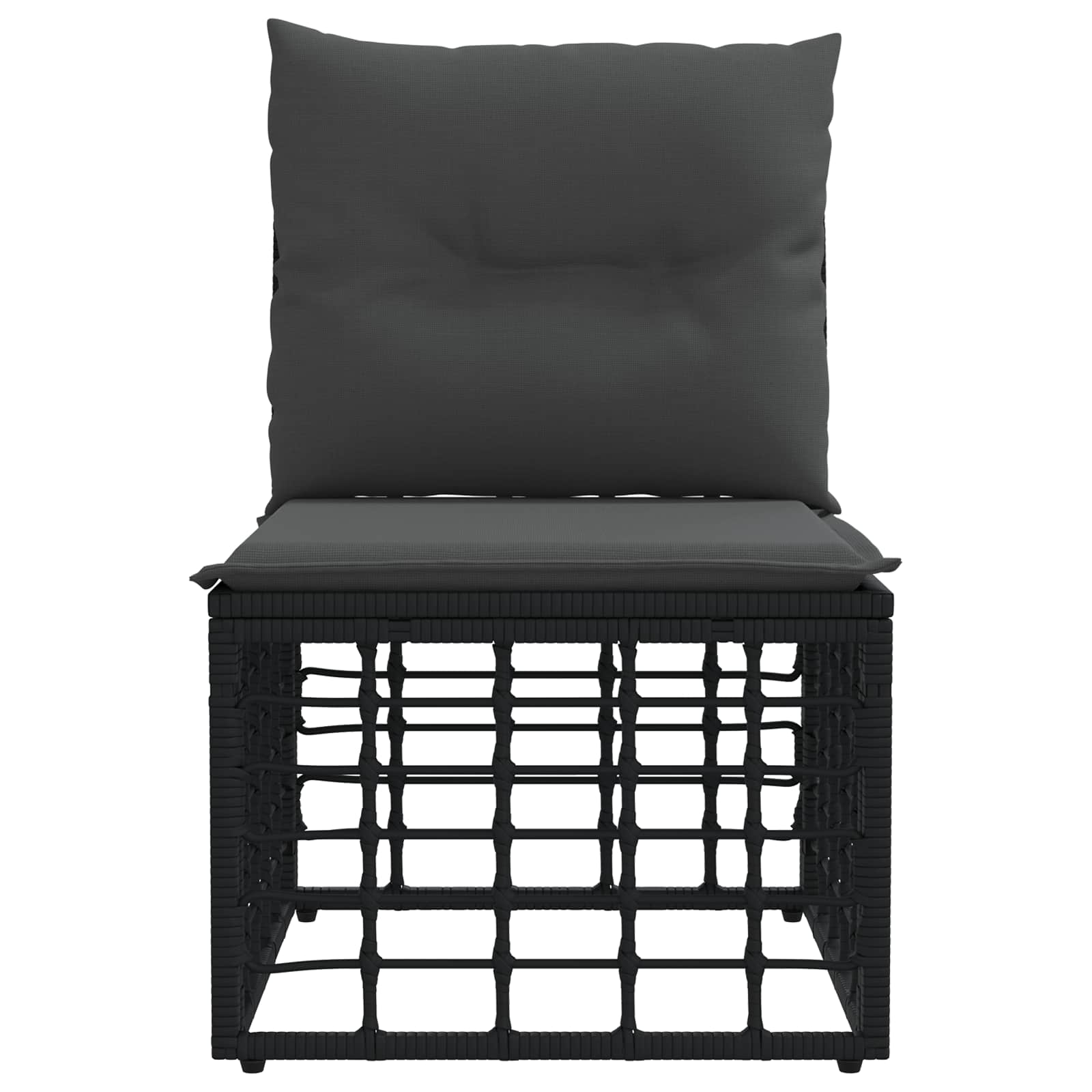 vidaXL Modulares Outdoor-Sofa ohne Armlehnen Schwarz Poly-Rattan
