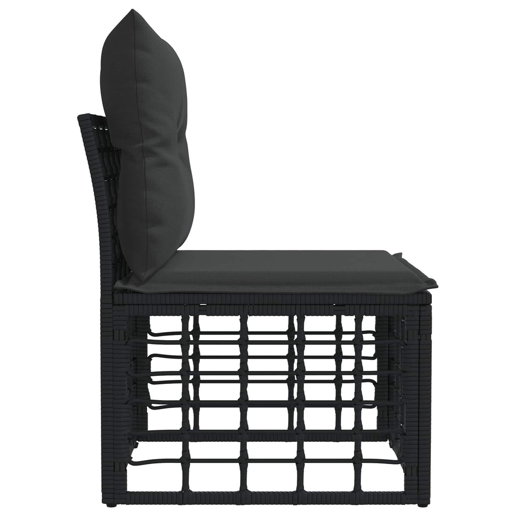 vidaXL Modulares Outdoor-Sofa ohne Armlehnen Schwarz Poly-Rattan