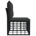 vidaXL Modulares Outdoor-Sofa ohne Armlehnen Schwarz Poly-Rattan