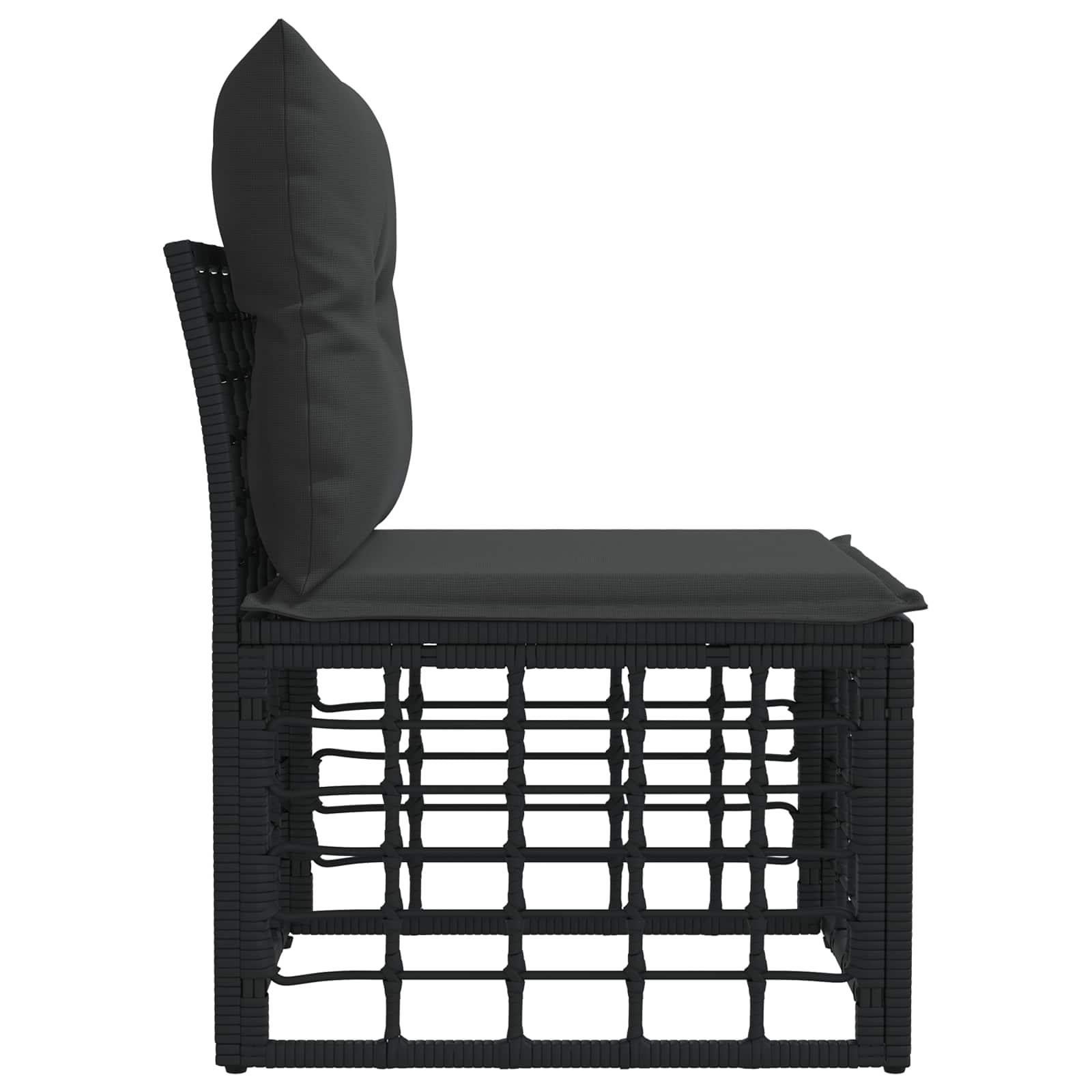 vidaXL Modulares Outdoor-Sofa ohne Armlehnen Schwarz Poly-Rattan