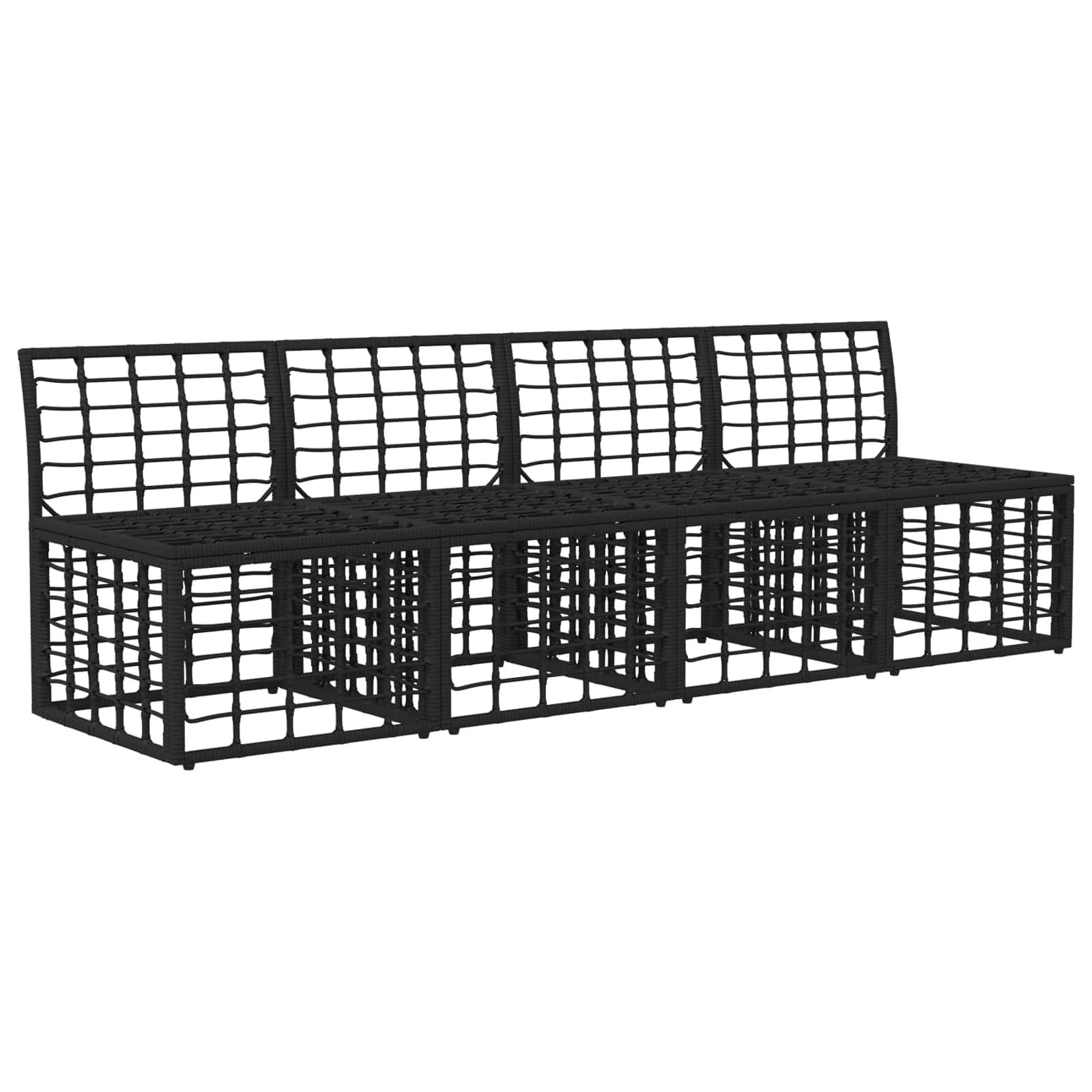 vidaXL 4-Sitzer Garten-Sofa ohne Armlehnen 4 pcs 4-Sitzanzahl Schwarz