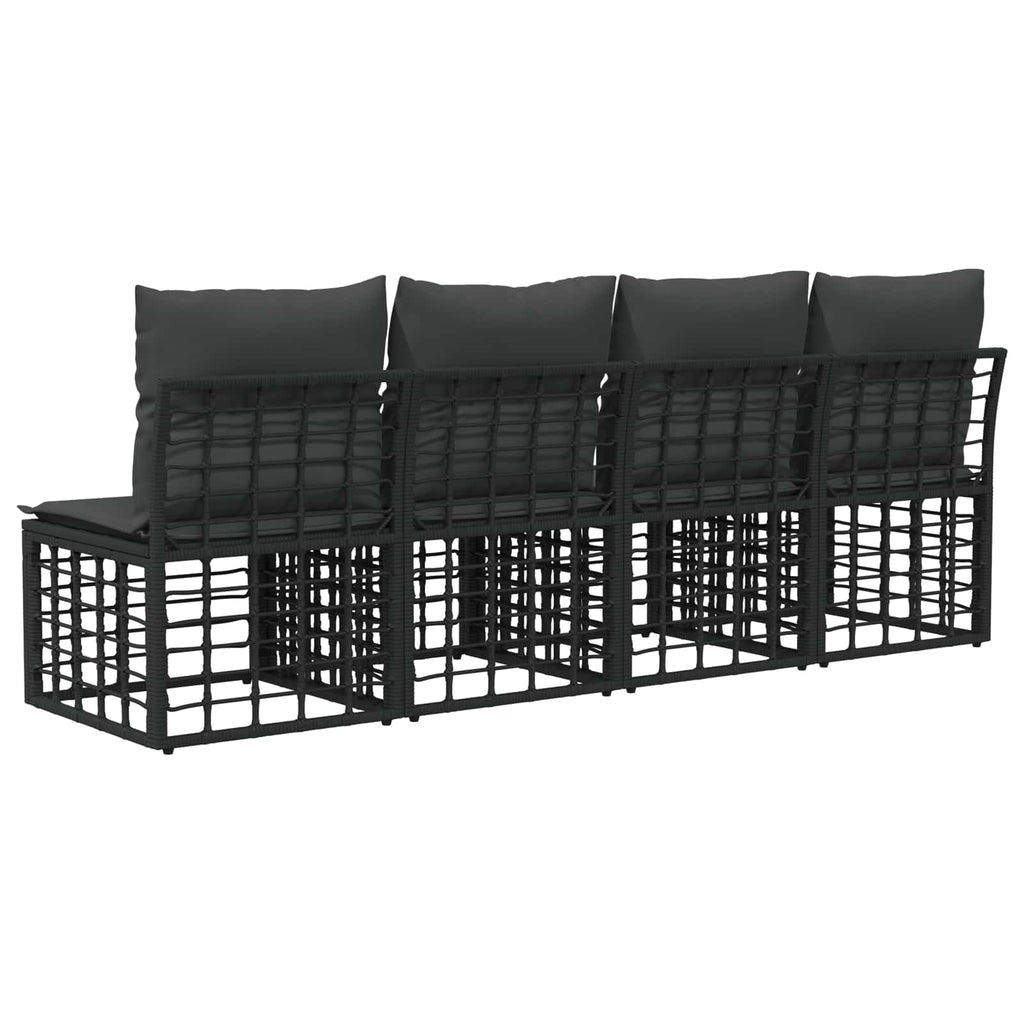 vidaXL 4-Sitzer Garten-Sofa ohne Armlehnen 4 pcs 4-Sitzanzahl Schwarz
