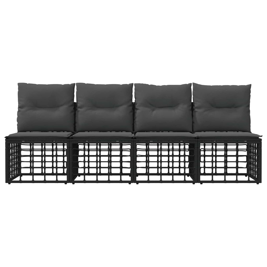 vidaXL 4-Sitzer Garten-Sofa ohne Armlehnen 4 pcs 4-Sitzanzahl Schwarz