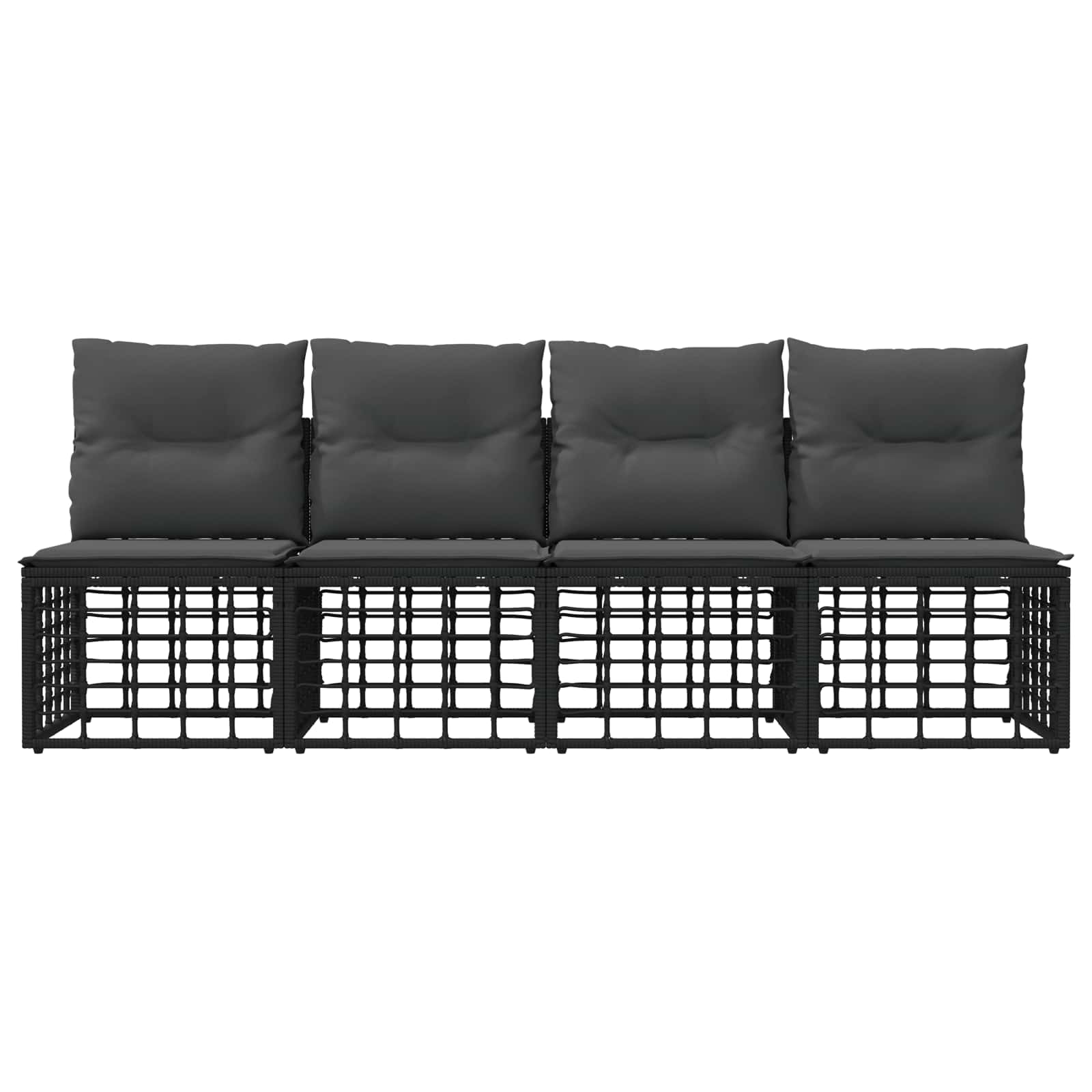 vidaXL 4-Sitzer Garten-Sofa ohne Armlehnen 4 pcs 4-Sitzanzahl Schwarz