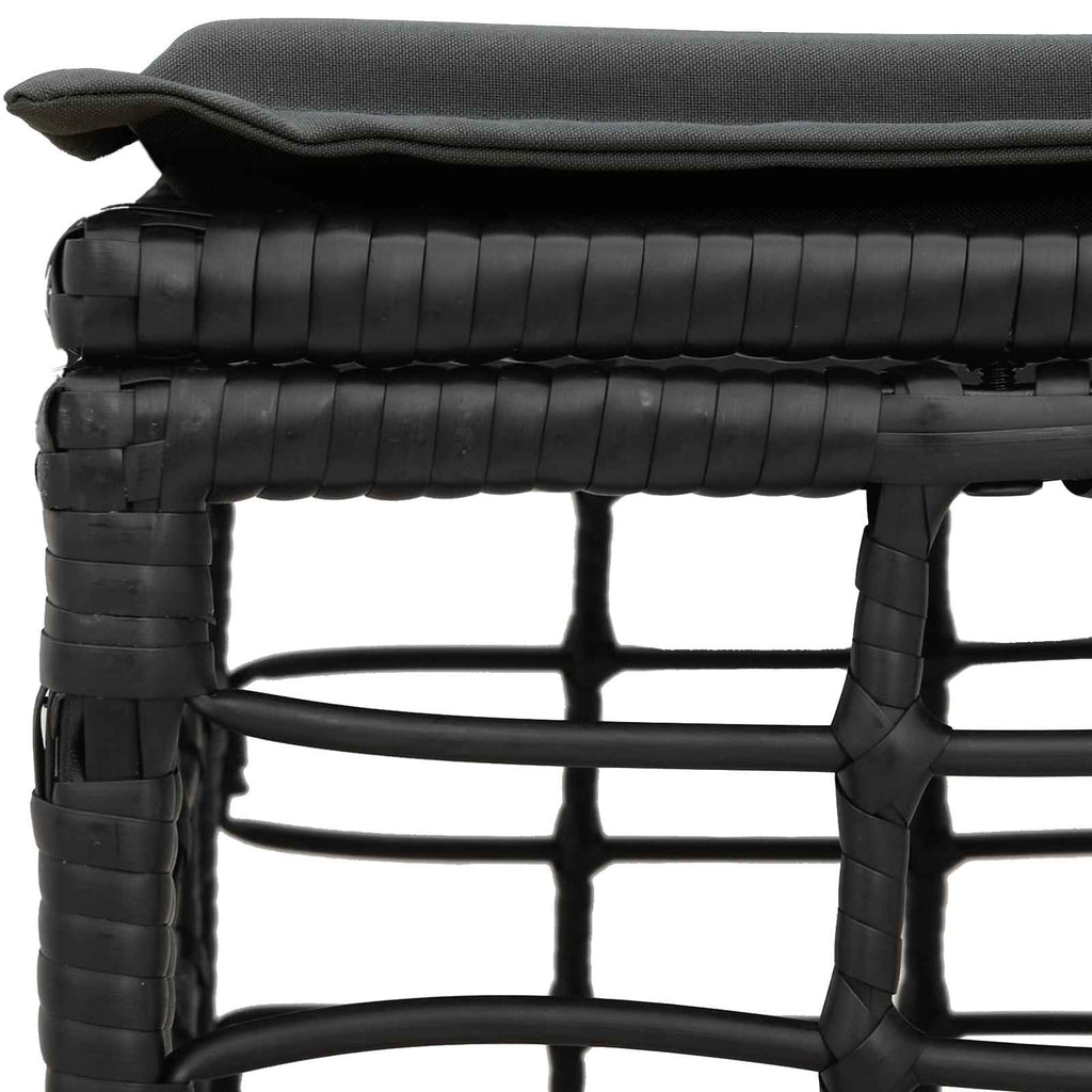 vidaXL Garten-Fußhocker Schwarz Poly-Rattan