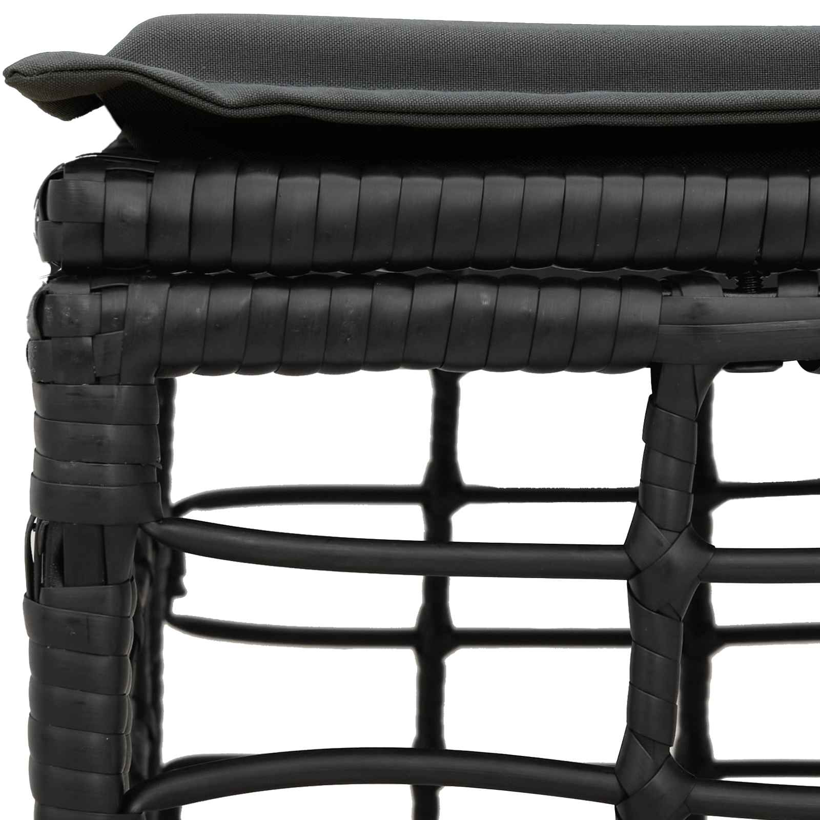 vidaXL Garten-Fußhocker Schwarz Poly-Rattan