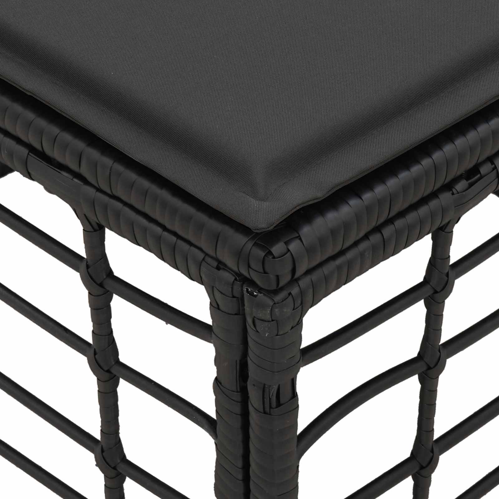 vidaXL Garten-Fußhocker Schwarz Poly-Rattan