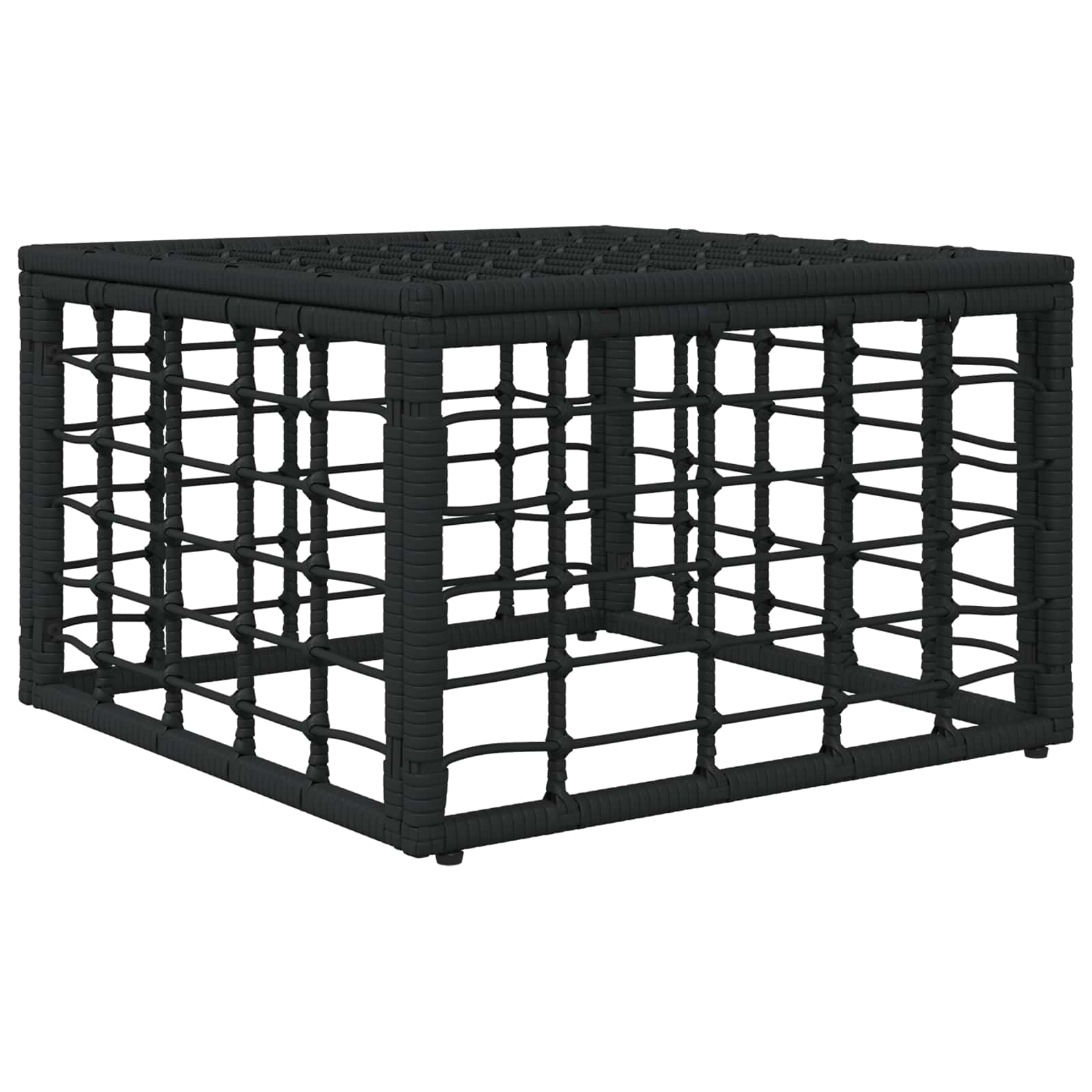 vidaXL Garten-Fußhocker Schwarz Poly-Rattan