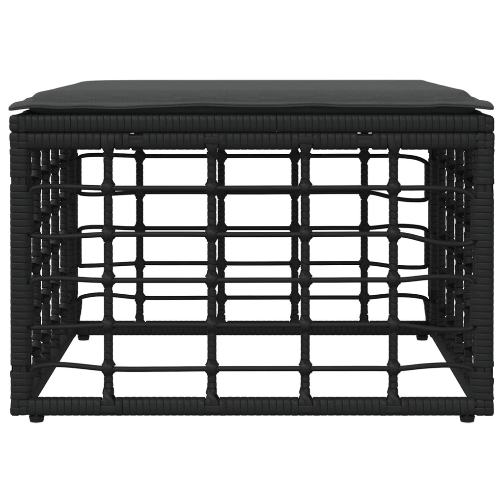 vidaXL Garten-Fußhocker Schwarz Poly-Rattan
