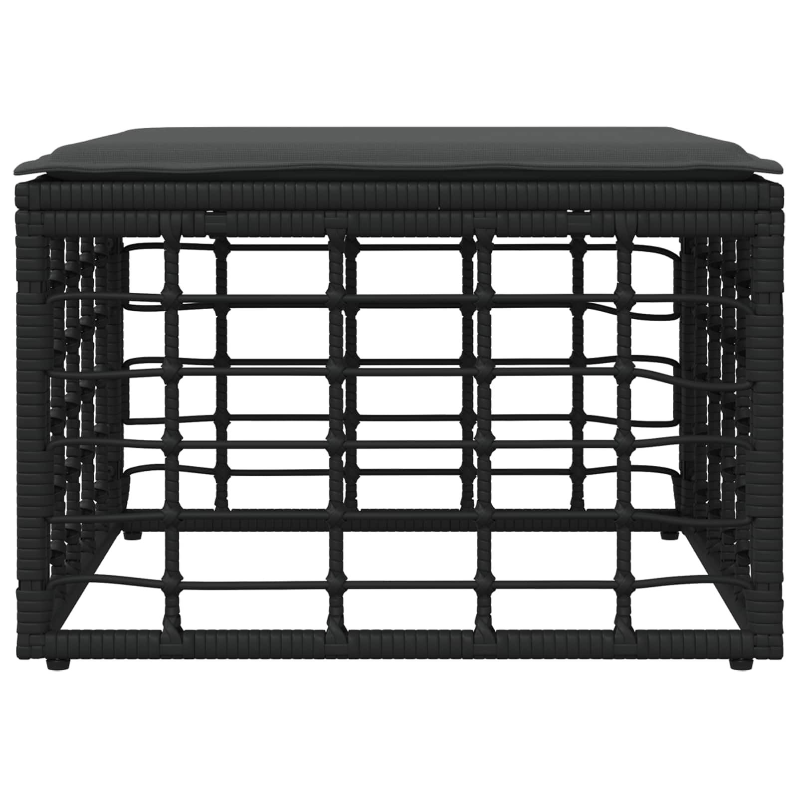 vidaXL Garten-Fußhocker Schwarz Poly-Rattan