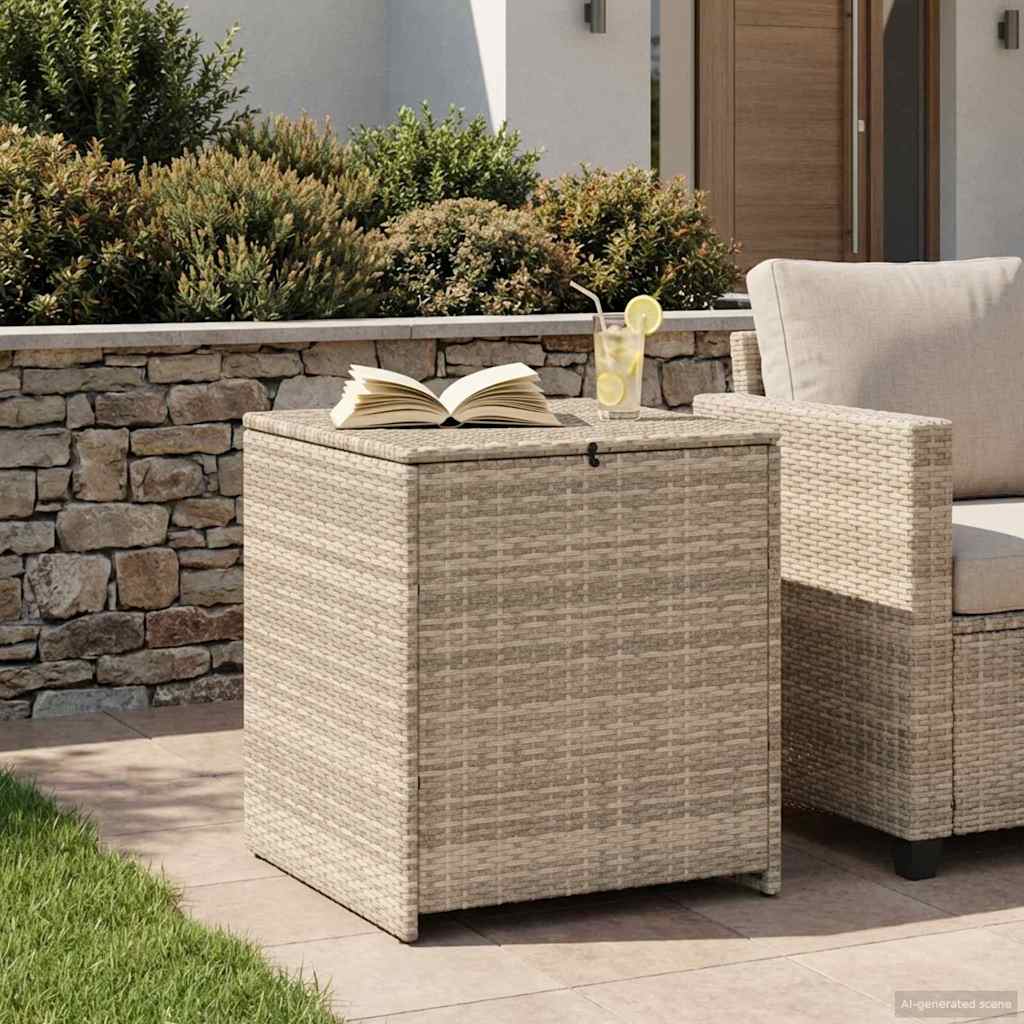 vidaXL Kissenbox Hellgrau 55 x 55 x 69 cm Poly-Rattan